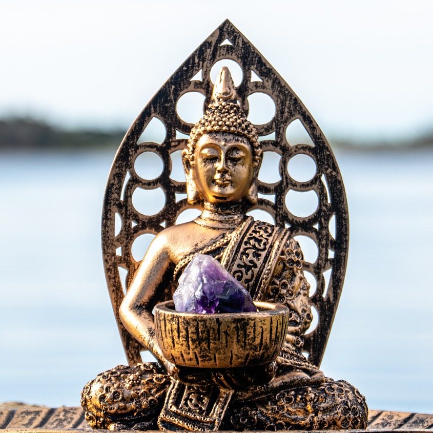 buddha, buddha purnima, spirituality, crystal healing, sculpture, mindfulness, religion, grass, nature, healing crystal